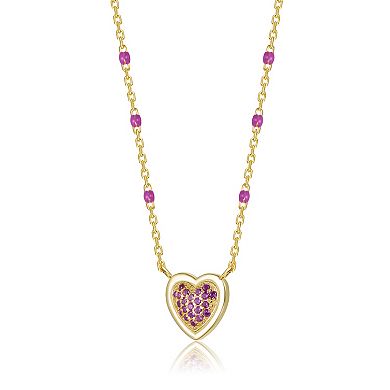 14k Gold Over Sterling Silver Ruby Gemstone Corundum Heart Design Necklace