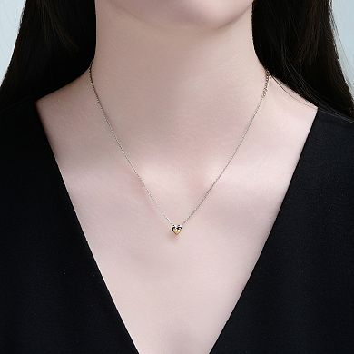 14k Gold Over Sterling Silver Two-Tone Heart Pendant Necklace