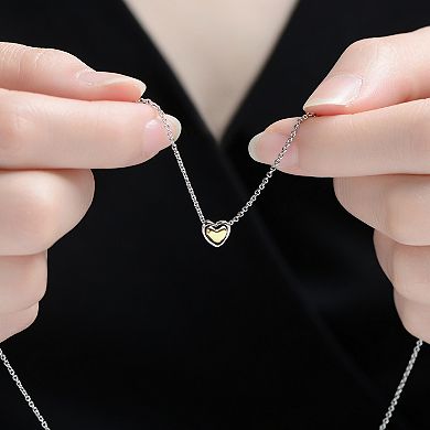 14k Gold Over Sterling Silver Two-Tone Heart Pendant Necklace