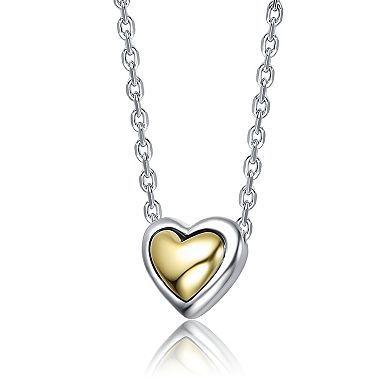 14k Gold Over Sterling Silver Two-Tone Heart Pendant Necklace