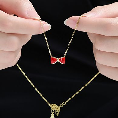14k Gold Over Sterling Silver Bow Design Necklace