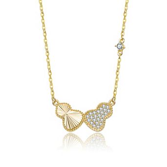 14k Gold Over Sterling Silver Clear Cubic Zirconia Statement Necklace