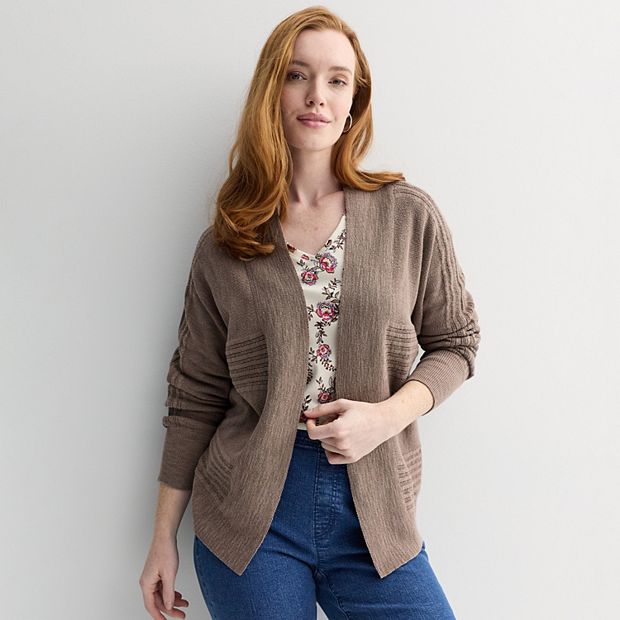 barrowプルオーバーL(リラックスフィット) Women's Croft & Barrow® Textured Open-Front Cardigan