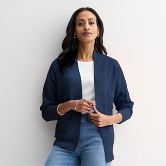 Women's Croft & Barrow® Textured Open-Front Cardigan