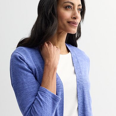 Women's Croft & Barrow® Open Front Three-Quarter Sleeve Cardigan