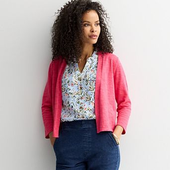 Women's Croft & Barrow® Open Front Three-Quarter Sleeve Cardigan