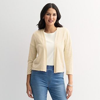 Women's Croft & Barrow® Open Front Three-Quarter Sleeve Cardigan