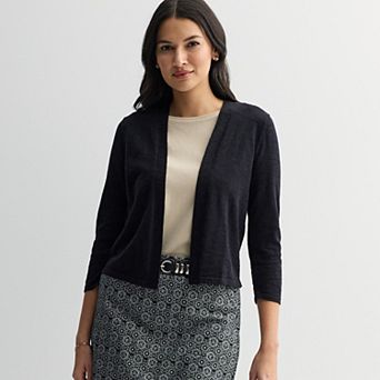 Women's Croft & Barrow® Open Front Three-Quarter Sleeve Cardigan