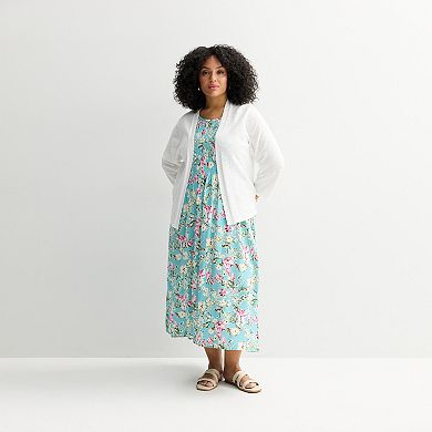 Plus Size Croft & Barrow® Open-Front Three-Quarter Sleeve Cardigan