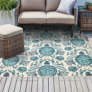 Sonoma Goods For Life® Swimming Turtles Indoor/Outdoor Rug