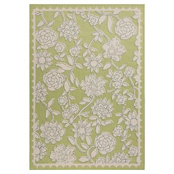 Sonoma Goods For Life® Floral Scallop Border Indoor / Outdoor Area or Throw Rug