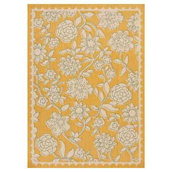Sonoma Goods For Life® Floral Scallop Border Indoor / Outdoor Area or Throw Rug