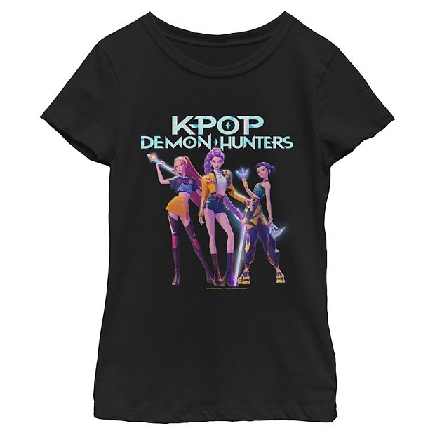 T-shirt Kpop Motif D-Demon H-Hunters - Manches Courtes, Col Rond, Pour Filles Et Garçons, 100-170 Cm, Décontracté