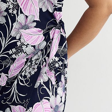 Plus Size Robbie Bee Floral Short Sleeve Dress