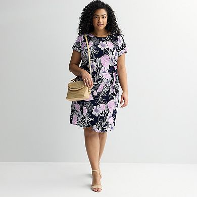 Plus Size Robbie Bee Floral Short Sleeve Dress