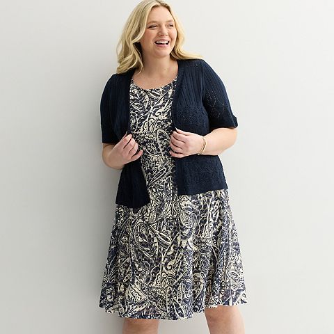 Женские платья Robbie Plus Size Robbie Bee Crochet Jacket & Dress Set