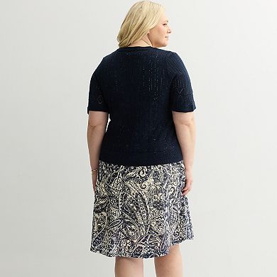 Plus Size Robbie Bee Crochet Jacket & Dress Set