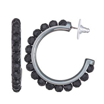 Simply Vera Vera Wang Jet-Tone Beaded Post Hoop Earrings