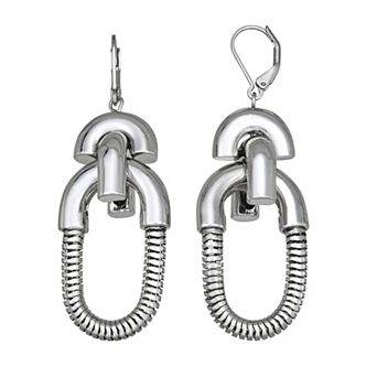 Simply Vera Vera Wang Silver Tone Elongated Tubular Drop Leverback Earrings