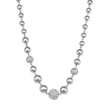 Simply Vera Vera Wang Silver Tone Pave Crystal Fireball Collar Necklace