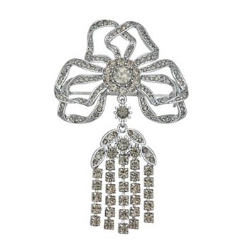 Simply Vera Vera Wang Silver Tone Crystal Bow Brooch