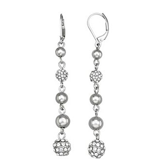 Simply Vera Vera Wang Silver Tone Pave Crystal Fireball Linear Leverback Earrings