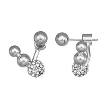 Simply Vera Vera Wang Silver Tone Simulated Pearl & Pave Crystal Fireball Drop Earrings