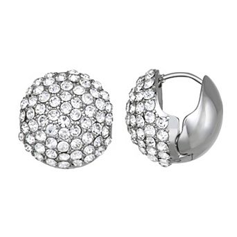 Simply Vera Vera Wang Silver Tone Pave Crystal Fireball Huggie Hoop Earrings