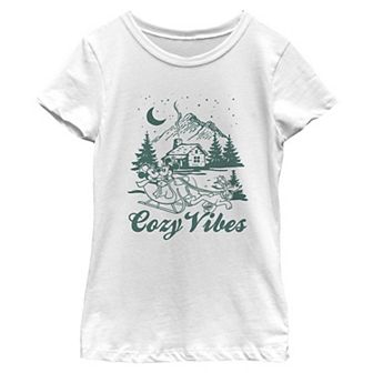 Girls 7-16 Disney’s Mickey & Minnie Cozy Vibes Short Sleeve Graphic Tee