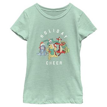 Girls' Disney's Winnie Pooh Holiday Cheer Short Sleeve Graphic Tee