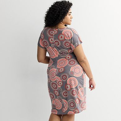 Plus Size Robbie Bee Medallion Print Sarong Dress