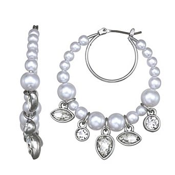 Simply Vera Vera Wang Simulated Pearl & Simulated Stone Hoop Earrings