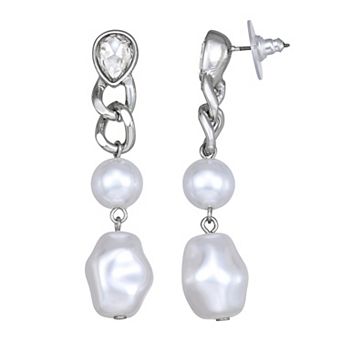 Simply Vera Vera Wang Simulated Stone & Simulated Pearl Linear Post Earrings