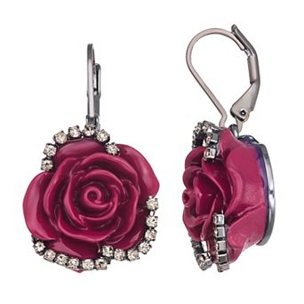 Simply Vera Vera Wang Jet Tone Flower Leverback Drop Earrings