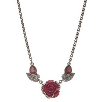 Simply Vera Vera Wang Jet Tone Short Flower Pendant Necklace