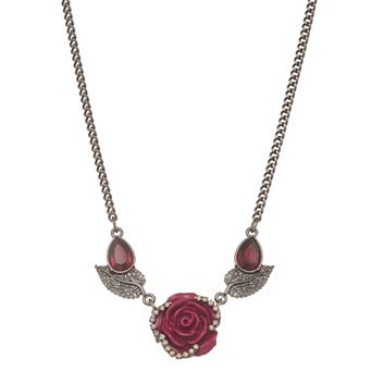 Simply Vera Vera Wang Jet Tone Short Flower Pendant Necklace