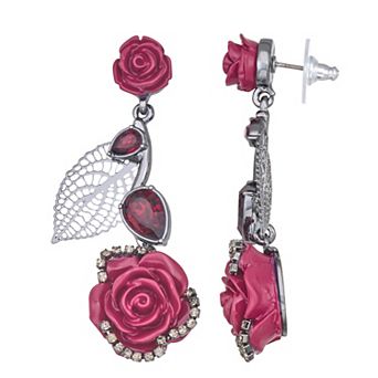 Simply Vera Vera Wang Jet Tone Flower Linear Post Earrings