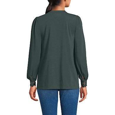 Petite Lands' End Long Sleeve Button Front Pintuck Top
