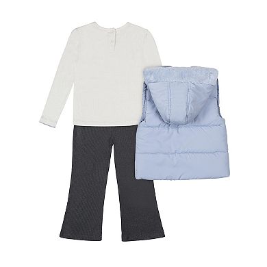 Girls 4-6x Little Lass 3-pc. Puffer Vest, Long Sleeve Top & Pants Set