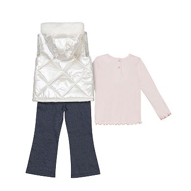 Girls 4-6x Little Lass 3-pc. Puffer Vest, Long Sleeve Top & Pants Set