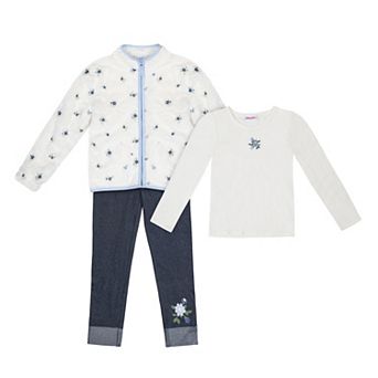 Girls 4-6x Little Lass 3 pc Sherpa Jacket, Long Sleeve Top & Leggings Set