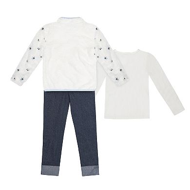 Girls 4-6x Little Lass 3-pc. Sherpa Jacket, Long Sleeve Top &amp; Leggings Set