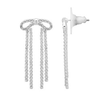 LC Lauren Conrad Silver Tone Drop Bow Earrings