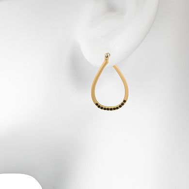LC Lauren Conrad Gold Tone Crystal Teardrop Hoop Earrings