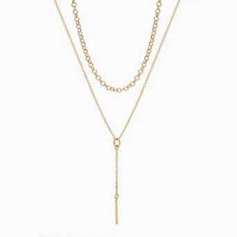 LC Lauren Conrad Gold Tone Short Two-Row Y Necklace