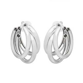 LC Lauren Conrad Silver Tone Triple Row Hoop Earrings
