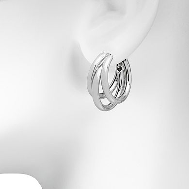 LC Lauren Conrad Silver Tone Triple Row Hoop Earrings