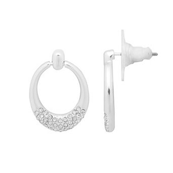 LC Lauren Conrad Silver Tone Door Knocker Drop Hoop Earrings