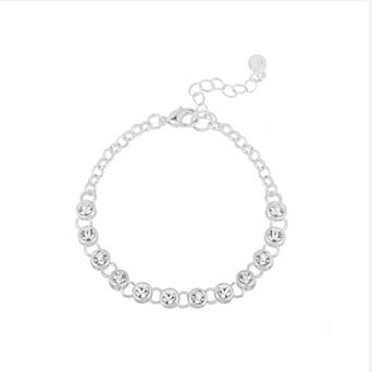 LC Lauren Conrad Silver Tone Simulated Crystal Chain Link Single Bracelet