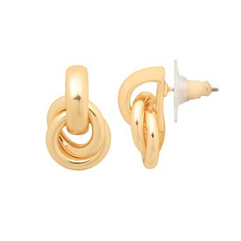 LC Lauren Conrad Gold Tone Double Drop Hoop Earrings